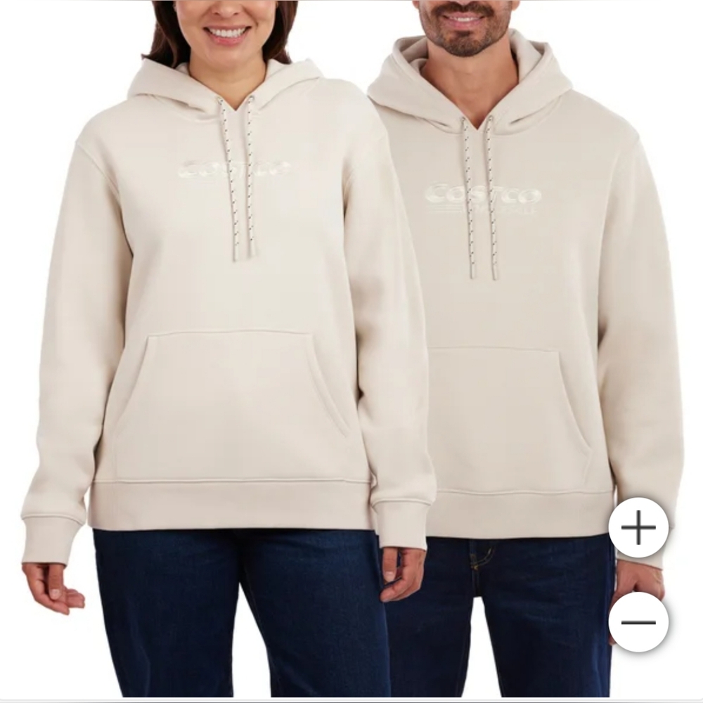 COSTCO WHOLESALE Unisex Logo Hoodie Men women boys girls Cream Color Size Small!
